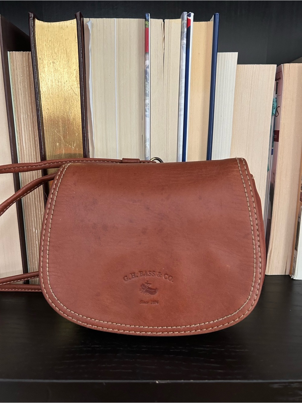 G.H. Bass & Co.  Brown Mini Leather Saddle Crossbody Bag